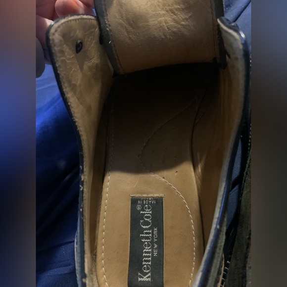 Kenneth Cole Green Black Oxfords with Glossy Cap-Toe sz 8 needs laces vintage - Picture 6 of 7